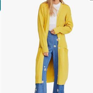 Free People Women's Sweater Run To You Longline Cardigan Small